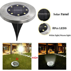 4/8 LEDs Solar Powered Buried Light Outdoor Pathway Garden Decking