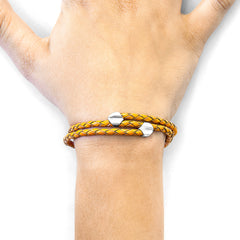 Fire Orange Conway Silver & Leather Bracelet